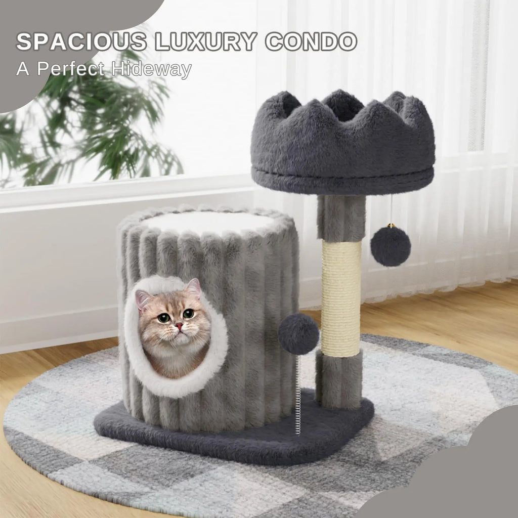Small Cat Tree 53cm - Scratching Post, Cave & Perch Tower