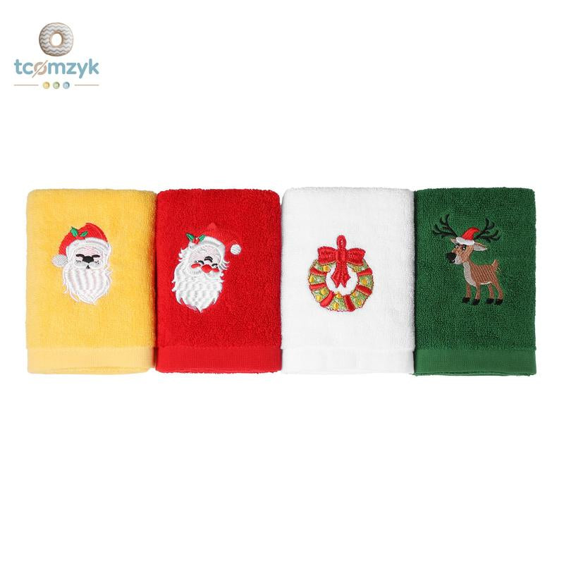 Christmas Hand Towels Set 4 Pack Embroidered Kitchen Dish Towels Decorative Dishcloths for Bathroom Housewarming Gifts