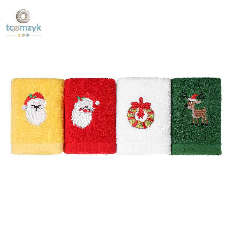 Christmas Hand Towels Set 4 Pack Embroidered Kitchen Dish Towels Decorative Dishcloths for Bathroom Housewarming Gifts