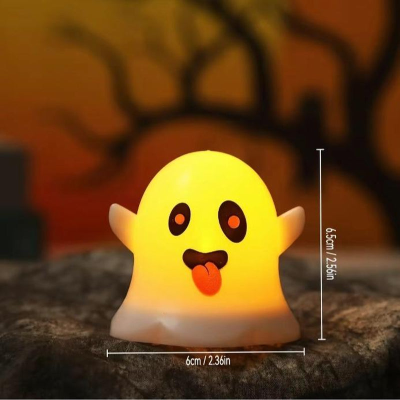 12 Pcs Halloween Ghost Face LED Candle Lights – Battery Powered, Hangable Decorative Ghost Candles for Spooky Party & Home Decor
