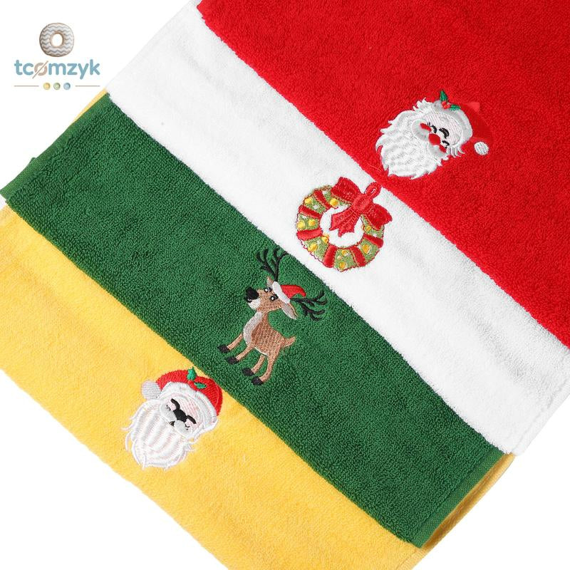 Christmas Hand Towels Set 4 Pack Embroidered Kitchen Dish Towels Decorative Dishcloths for Bathroom Housewarming Gifts