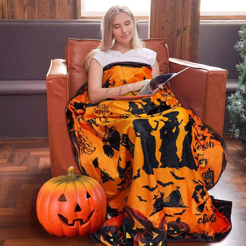 Halloween Witch Blanket – Soft Fleece Throw for Couch, Sofa & Bed