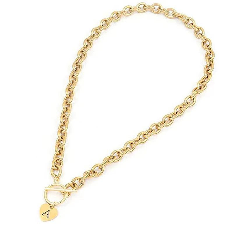 Meraki Initial Necklace 26 English Letter Pendant Necklace Simple OT Buckle Nostalgic Erotic Book Necklace Woman Letter
