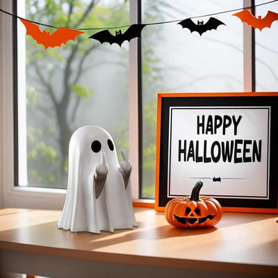 Halloween Ghost Figurine – Spooky Resin Middle Finger Ghost | Cute & Edgy Halloween Decor for Porch, Home & Parties