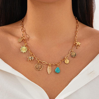 Exquisite Charms Pearl Pendant Necklace for Women Stainless Steel Gold Color Bow Charm Choker Conch Shell Fashion Jewelry
