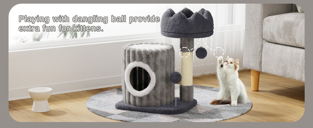 Small Cat Tree 53cm - Scratching Post, Cave & Perch Tower