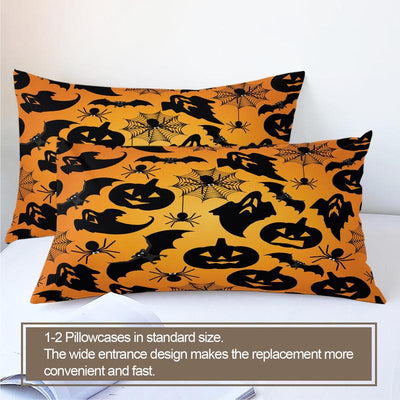 2/3 Piece Halloween Themed Bedding Set, Ghost/Spider Pattern Printed Comforter and Pillowcase, with Quilt Core but without Pillow Core, Fabric Soft Comfortable, Perfect Choice for Children'S Bedroom Decoration