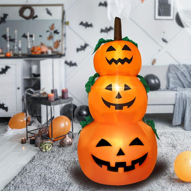 Halloween Inflatable 3-Layer Stackable Pumpkin with Built-In Lights, Scene Decoration, Room Decor, Home Decor, Party Supplies, Ipx4 Waterproof