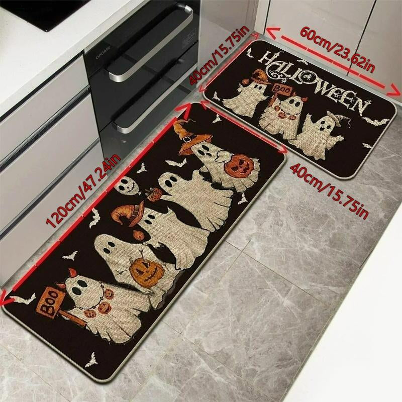 Halloween Kitchen Mat Set, 2-Piece Non-Slip Soft Mats, Halloween Carpet Set for Home Decor, Ideal for Kitchen Living Room Bedroom Use, Decorative Rug