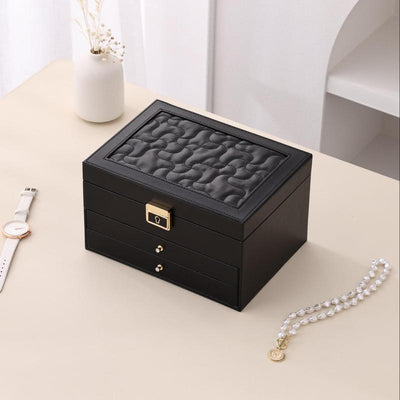 3 Layers Jewelry Velvet Box, 1 Set Large Capacity Jewelry Holder Organizer with Drawer, Lockable Divided Compartments Jewelry Multilayer Storage Boxes for Earring Necklace Ring, Gift for Women, Durable Storage Organizer