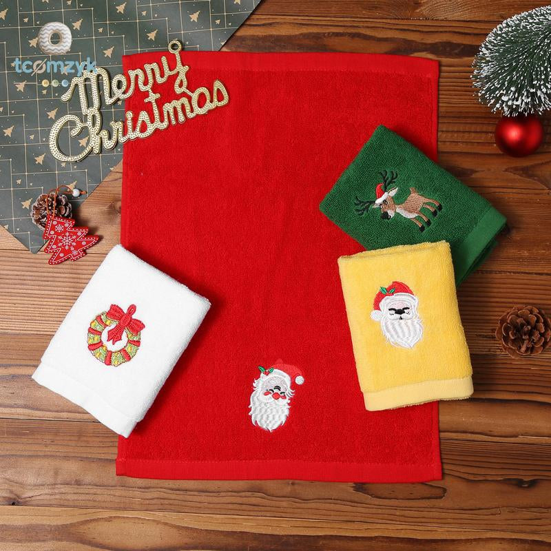 Christmas Hand Towels Set 4 Pack Embroidered Kitchen Dish Towels Decorative Dishcloths for Bathroom Housewarming Gifts