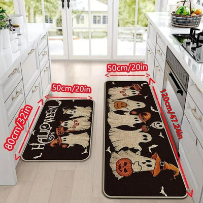 Halloween Kitchen Mat Set, 2-Piece Non-Slip Soft Mats, Halloween Carpet Set for Home Decor, Ideal for Kitchen Living Room Bedroom Use, Decorative Rug