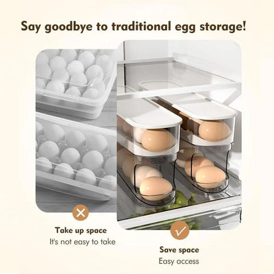 Rolling Egg Dispenser – 2-Layer 12 Egg Fridge Organizer (White)